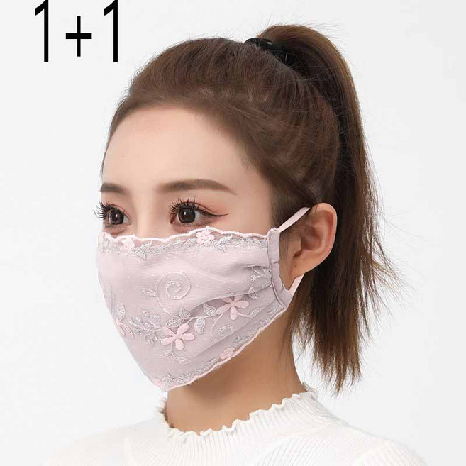 1+1 여성용 방한 마스크 겨울 여성용 레이스 방한 마스크 두꺼운 보온 방풍 방진 세탁 가능 JXH