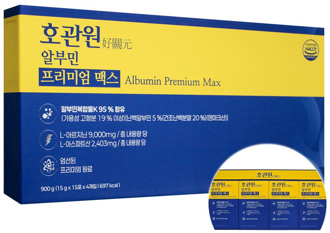 호관원 마시는 알부민 프리미엄 맥스 60일분 (15회분 x 4박스) 쇼핑백증정, 4박스