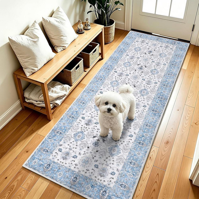 OLANLY Washable Runner Rug 2x6 Non Slip Hallway Rug Low-Pile Carpet Soft Vintage Kitchen Laundry