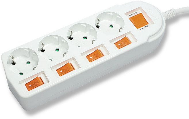 DOSEL 동서 멀티탭 개별 4구 9.5m, 1개, 백색, 9.5mm