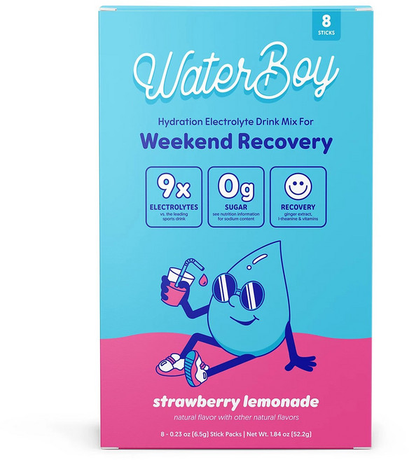 Water Boy Weekend Recovery 草莓檸檬水 8入, 1個, 52.2g