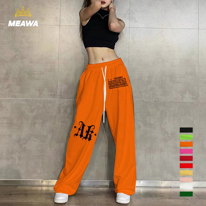 MEAWA 여성 방송 댄스복 와이드 트레이닝 바지 힙합 조거팬츠 빅사이즈 팬츠 걸스힙합 루즈핏 무대 댄스복