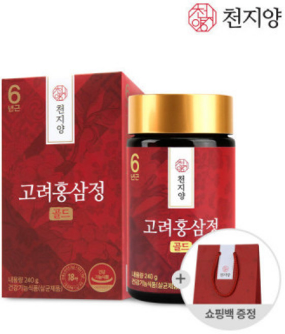 6년근 고려 홍삼정골드 240g 홍삼농축액100% 총 80일분 진세노사이드18mg +쇼핑백, 1개, 1정