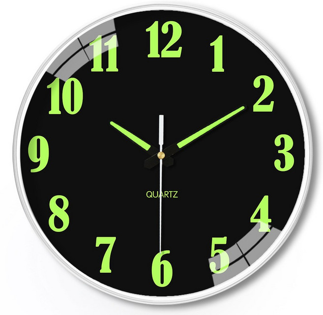 거실 장식용 야광 벽시계 세련된 무소음 구멍 없는 석영 시계 8 인치, style2