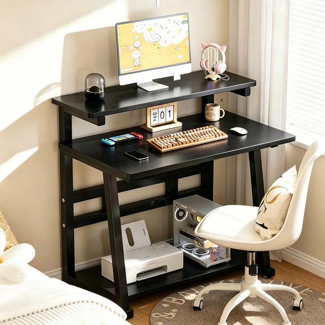 New World 컴퓨터 책상 사무실테이블 다용도 철제 책상 800mm S4, 블랙