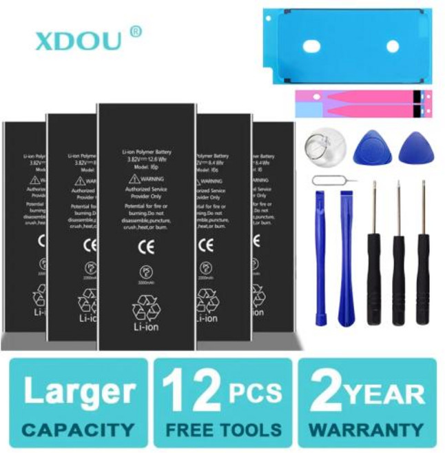 아이폰용 대용량 휴대폰 배터리 교체 배터리 아이폰 5S 5 6S 6 7 8 플러스 X SE SE2 XR XS 11 12 13 미니 프로 맥스 4 4S 7 도구, 11) For iPhone 8, 1개