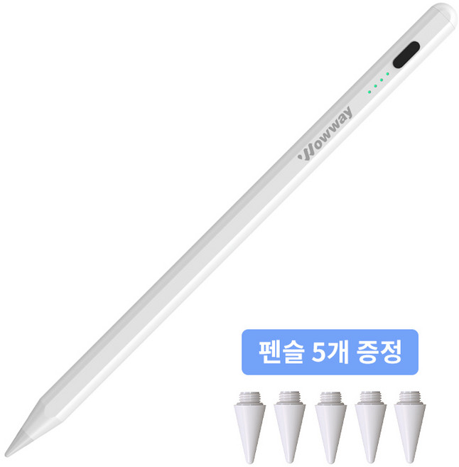 WOWWAY 아이패드 펜슬 터치펜 애플 iPad 호환용 블루투스형 usb-c 초미세 터치플렉스펜 스마트펜, 1개, 화이트