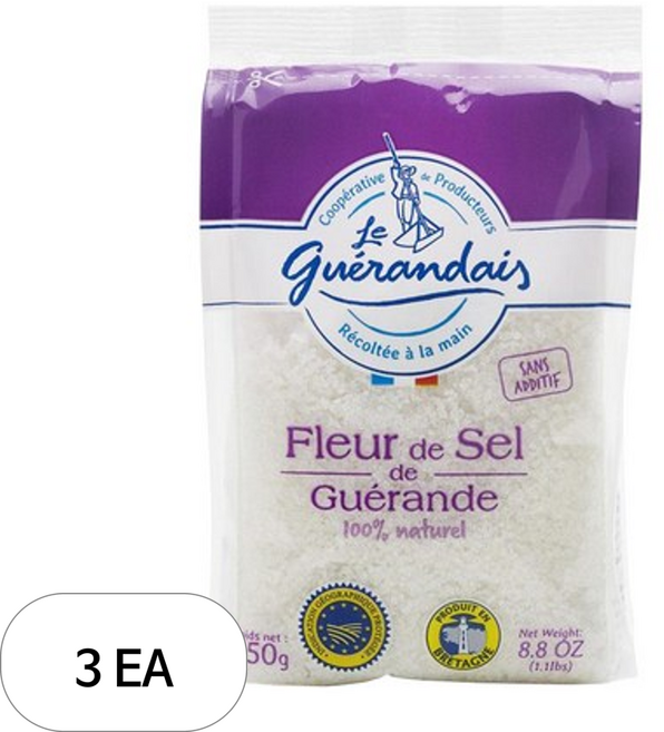 르게랑데 게랑드 플뢰르 드 셀 토판 천일염, 250g, 3개