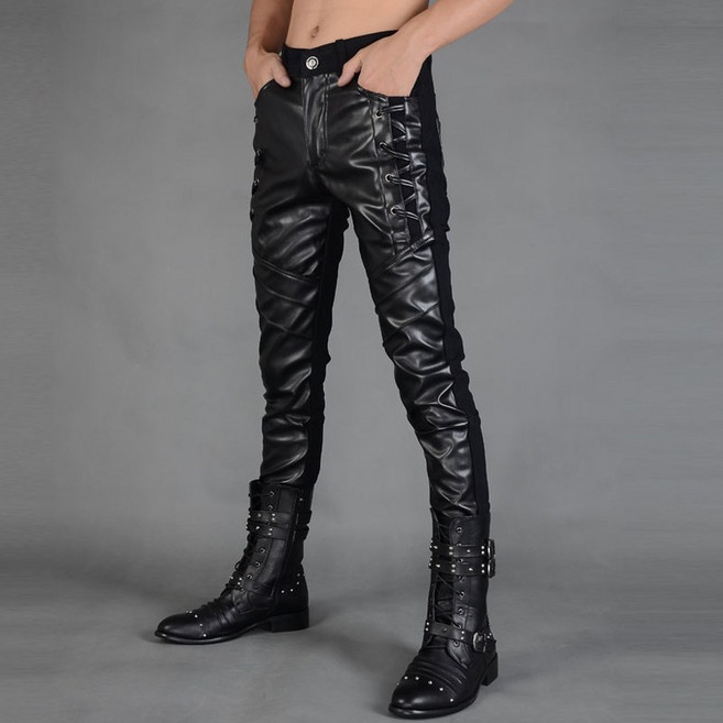 뉴타임즈 인조가죽 레더 바지 남성 멋인 대 두꺼운 가을 겨울CY201010364Z