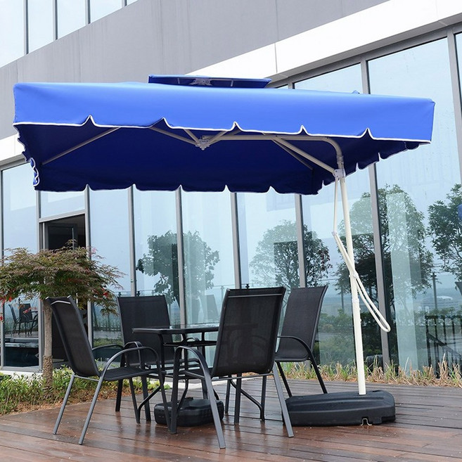 프리폼 사각폴딩파라솔 대형 그늘막 폴딩파라솔 야외 그늘막 테라스 정원 카페 낚시 캠핑 공원 옥상 햇빛가림막, 코발트블루