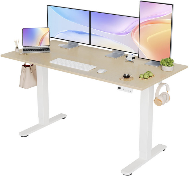 Claiks 스타일 높이조절 모션데스크 전동 컴퓨터 책상 공부 사무용 스탠드 테이블, 자연