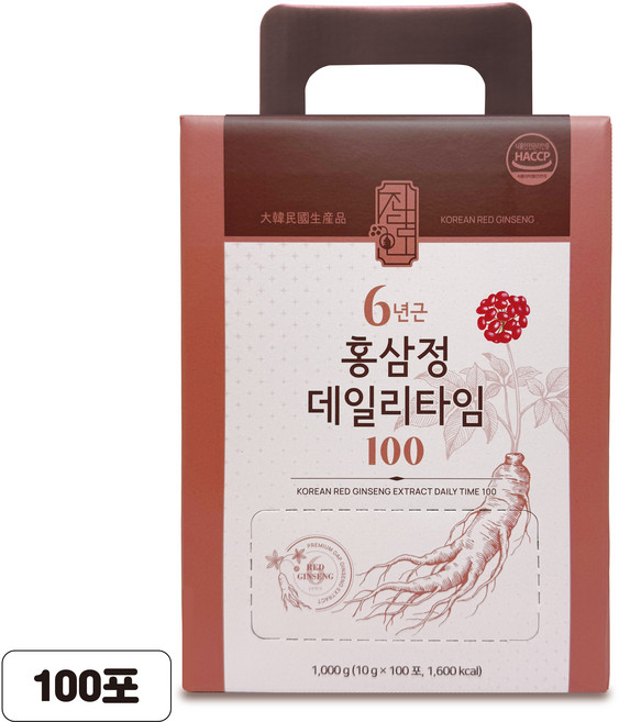 홍삼정 6년근 데일리타임 100포 건강선물, 1개, 100회분