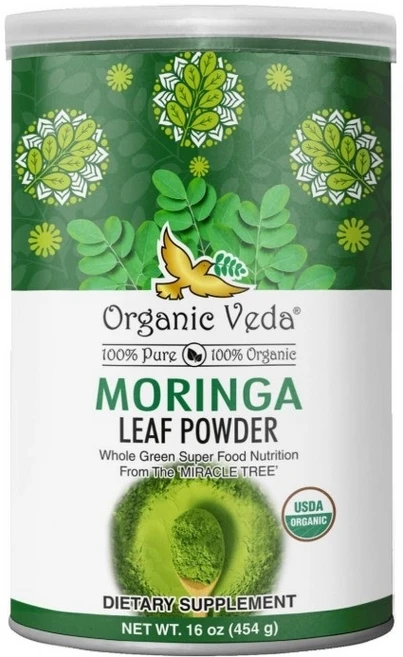 [미국] 올가닉 베다 100% 퓨어 유기농 모링가 잎 파우더 그린 슈퍼 푸드 454g, 1개 - 쿠팡