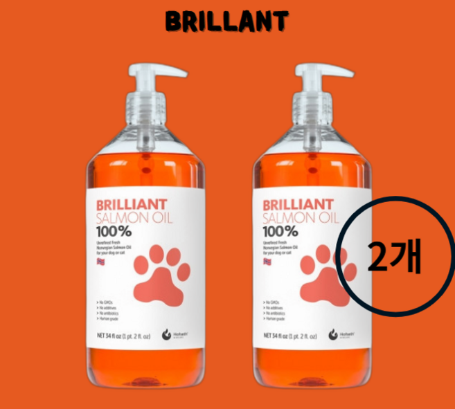 브릴리언트 강아지고양이 반려동물 대용량 연어오일 1000ML 2개 세트, 피부/피모, 1L