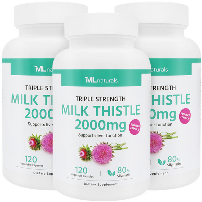 [미국번개배송] 착한명품 마이라이프 내추럴스 고함량 밀크시슬 2000mg 120정 3병, 3개