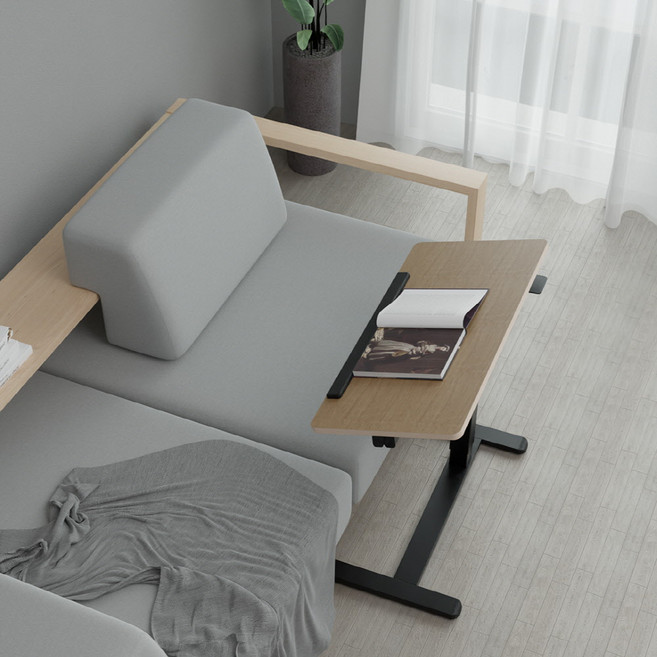 핏쳐 FDETS1 이동형 전동식 유선 무선 각도 조절 사이드 테이블, 월넛, 1개