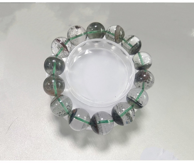 純天然淨體綠幽靈手珠 15mm