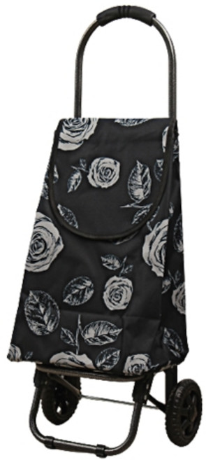 미니카트 소형시장캐리어 쇼핑 손수레 핸드 마트 장바구니 바퀴달린 접이식 구루마 폴딩 가방, 네이비 장미, 1개