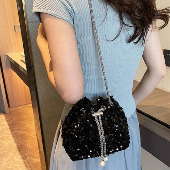 여성 트윙클 스팽글 복조리 크로스백 보조 가방 숄더백