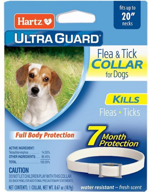 하츠 울트라가드 강아지용 벼룩 진드기 칼라 7개월 및 보호 예방 칼라당 흰색 최대 20인치 목, Dogs and Puppies up to 20" Nec, 1개