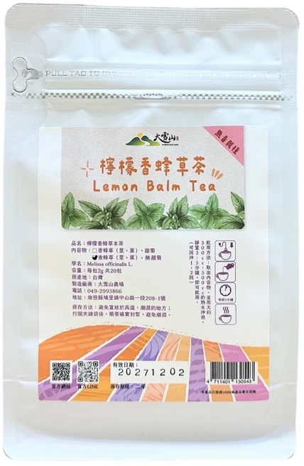 大雪山農場 檸檬香蜂草茶, 2g, 20個裝, 1袋