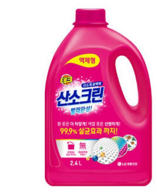 테크 산소크린 표백제 2.4L, 한입 베이킹소다수1.2L리필2개