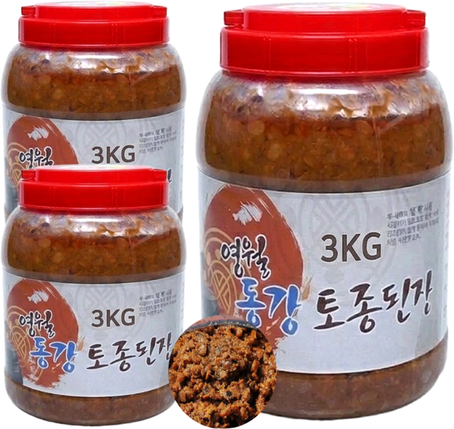 영월동강 시골 집된장 (3kg) 재래식 무방부제 토종된장, 3개, 3kg, 구수한맛