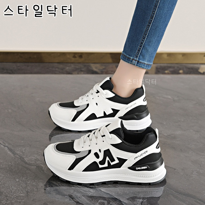 스타일닥터 ins 아버지 신발 여자 봄 콜라주 키높이 스니커즈 학생 두꺼운 바닥 송편 운동화