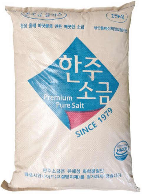 한주 본소금플러스 정제염 식품공장 식품가공 수산물가공 장류 절임용 장담이, 1개, 25kg