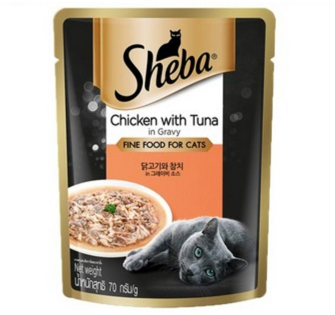 쉬바 1세 이상 고양이 간식 파우치, 닭+참치, 70g, 24개