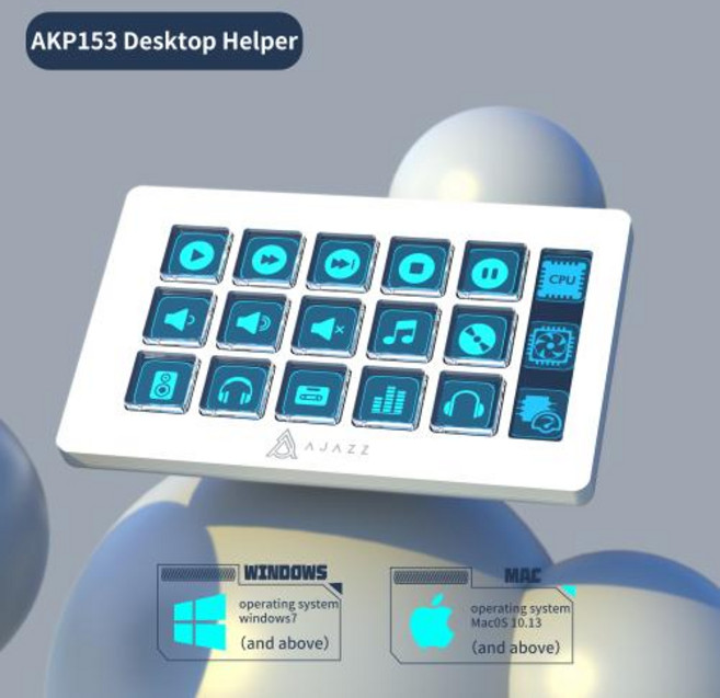 매크로 키보드 무선 프로 편집 독거미 AKP153E 스트림 데크 유선 미니 비주얼 다기능 콘솔 패널 15 마크로 키 사용자 정의 버튼 트리거 작업, 2)AKP153E-White