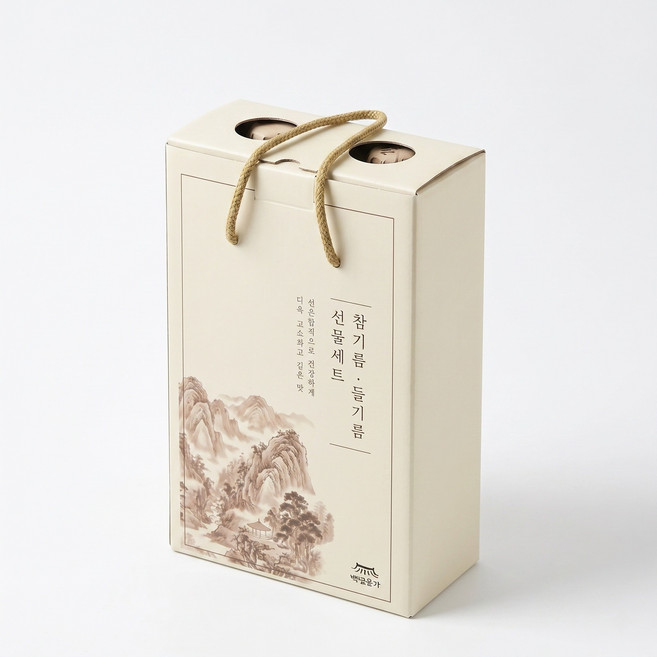 백년본가 저온압착 프리미엄 참기름350ml+참기름350ml 선물세트, 1세트, 350ml