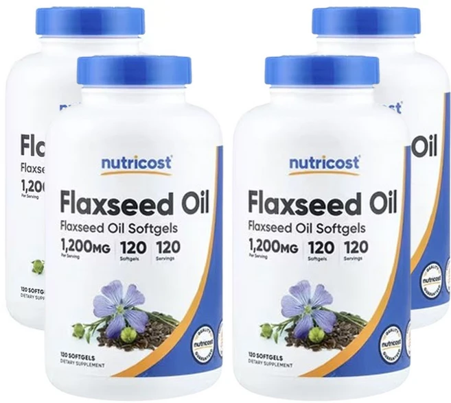 뉴트리코스트 아마씨유 1 200mg 120소프트젤, 4개, 120정 - 쿠팡