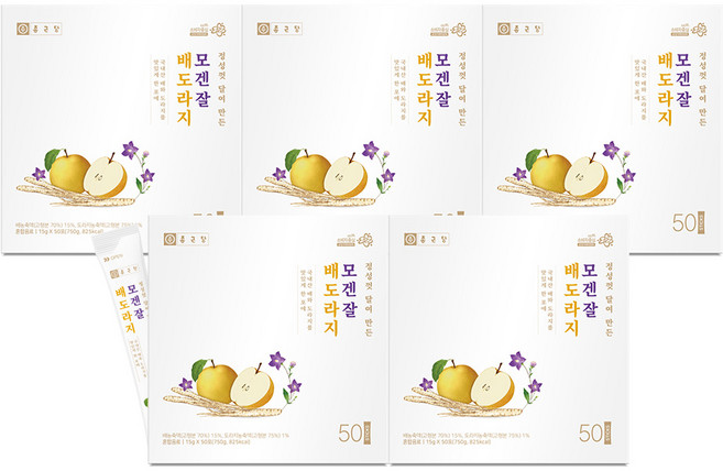 [박스당 50포] 종근당 모겐잘 배도라지 진액스틱 / 국내산 배도라지 꿀 모과 생강, 750g, 5박스