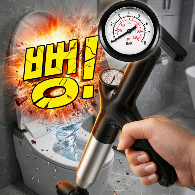 1평욕실 스텐304 초강력 고압 에어 화장실 변기 뚫어뻥 하수구 싱크대 배수구, SUS304