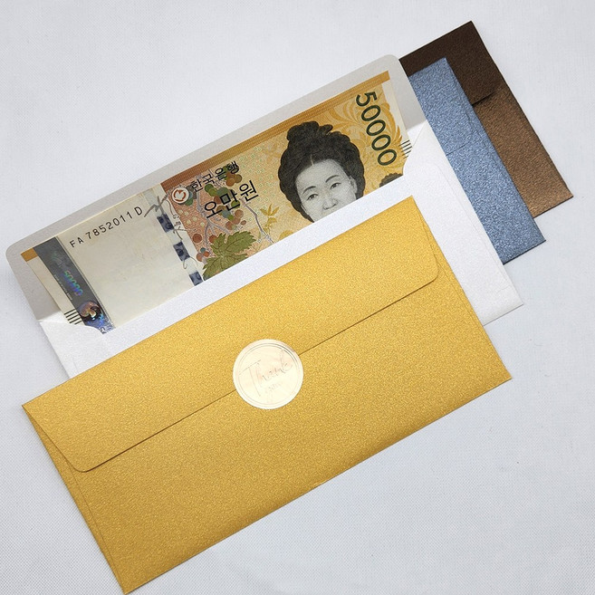 <종이살롱> 175x85 고급 펄 용돈봉투 스티커 세트 결혼식 답례봉투 용돈 티켓 축의금 축하, 골드, 8개