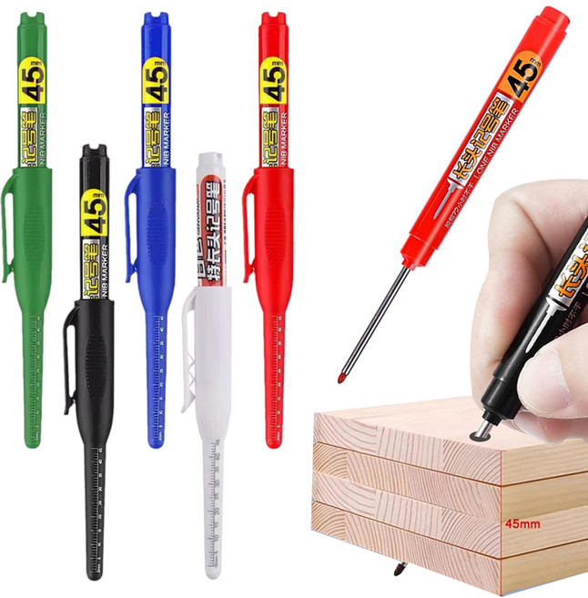 5P 산업용 (롱) 마커펜 45mm 목공용 마커펜 긴 촉과 아크릴 펜촉 방수잉크, 혼합