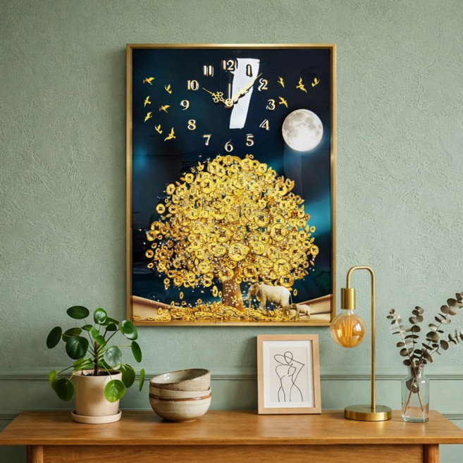 코지아트 테르니 400x600 인테리어 액자 시계, 돈나무