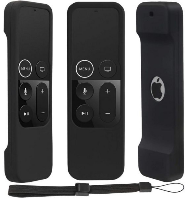 애플TV 애플티비 유튜브 Apple TV 4K/4세대 리모컨용 피노우 실리콘 케이스 가벼운 미끄럼 방지 및 후크가 있는 4K Siri 보호 커버 - 블랙