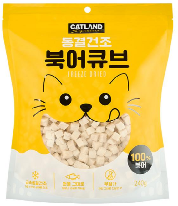 캣랜드 시그니처 반려동물 동결건조 트릿 간식, 1개, 240g, 북어 큐브