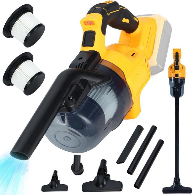 Dewalt 20V 배터리와 호환되는 무선 진공청소기 세척 가능한 HEPA 필터 2개가 있는 휴대용 진공 청소기 나무 바닥 카펫 자동차 청소용 브러시리스 진공 청소기(배, Dewalt 20V 배터리와 호환되는 무선 진공청소기,