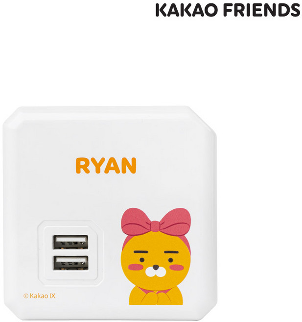 카카오 파워큐브 4구 USB 고용량 디자인 멀티탭, 화이트_리본라이언, 1개, 화이트, 0m