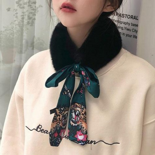 가을 겨울 여성 밍크 에코퍼 머플러 트윌리 스카프 목도리