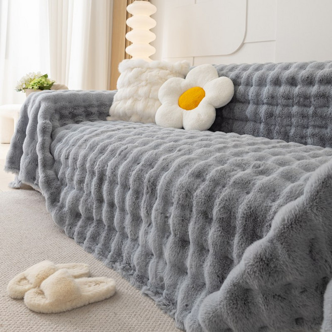 단색 소파 덮개 겨울 모직 방진 소파 보호 커버 1인 2인 3인 4인 소파 커버 적용