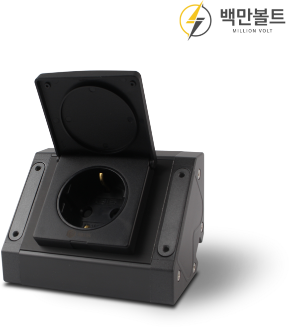 빌트인 매직 코너 콘센트 노출 싱크대 모서리 1구 다크그레이, 1세트