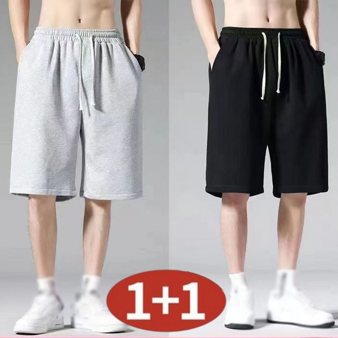 AOKADA 1+1 남자 면 반바지 기본 베이직 버뮤다팬츠 트레이닝복 5부 반바지 빅사이즈까지