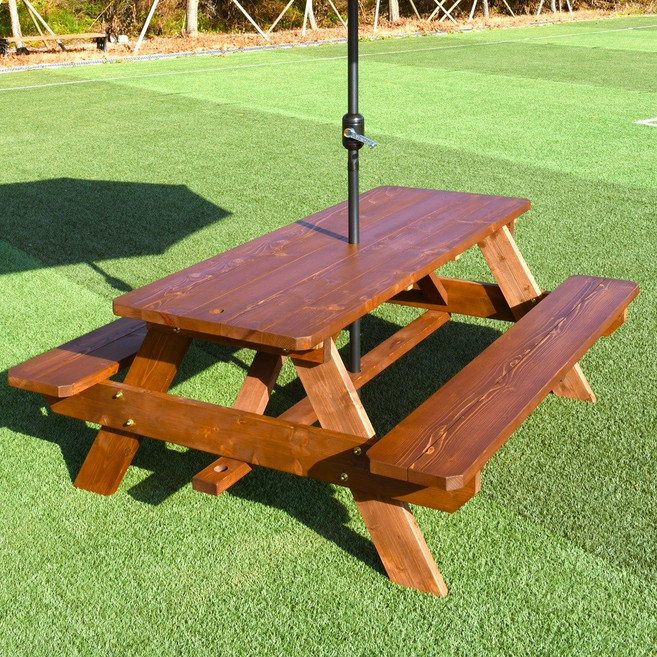 엉클트리 100% 통원목 야외 테이블 (강력 볼트체결 구조), 일체형[일반형] 월넛색 8인용