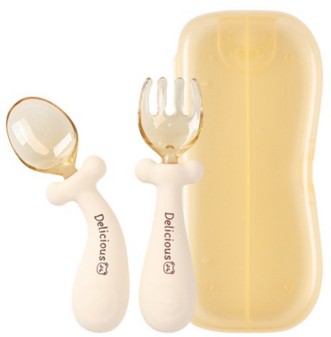 자기주도 휘어지는 이유식 중기 완료기 스푼 포크 세트, 1세트