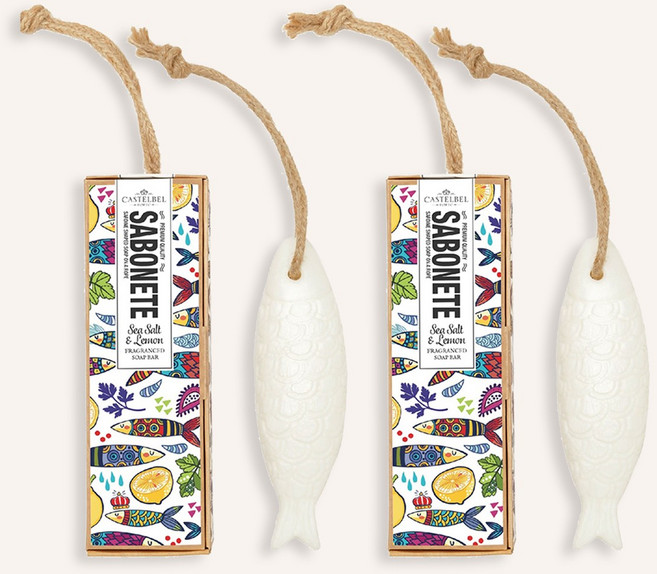 카스텔벨 물고기비누 정어리비누 85g x 2 커플 set 걸이형 포르투갈 쉐프비누 주방 전용 핸드솝 물고기비누 선물, 2개