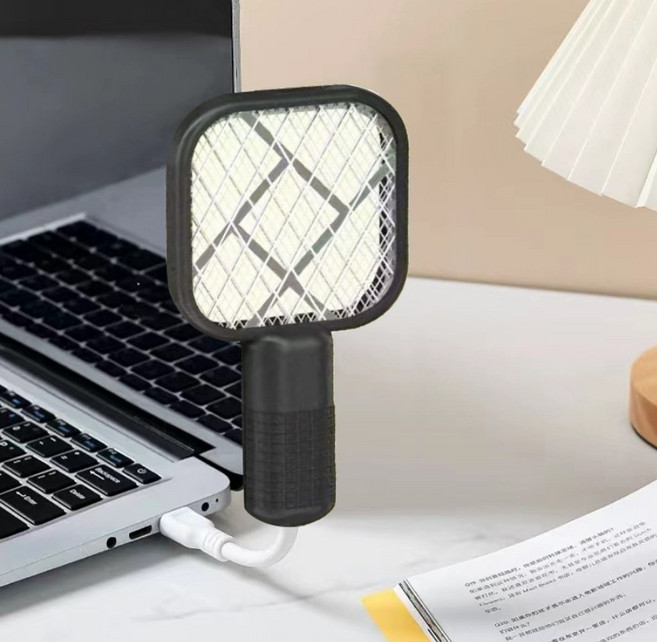 USB 충전식 미니 전기파리채 휴대용모기채 여행용 벌레퇴치기, 화이트